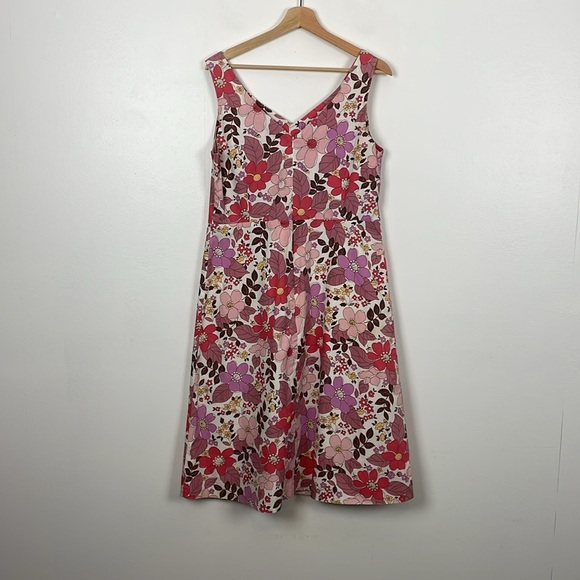 Boden Womens 16R UK Sleeveless A Line Floral V Neck Back Zip Closure Lined Dress - Picture 5 of 11